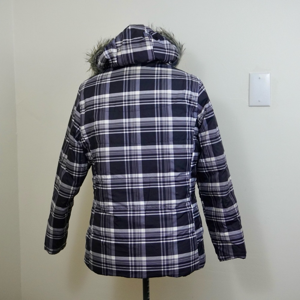 Solid Black/Plaid Reversible Down Coat - image 2